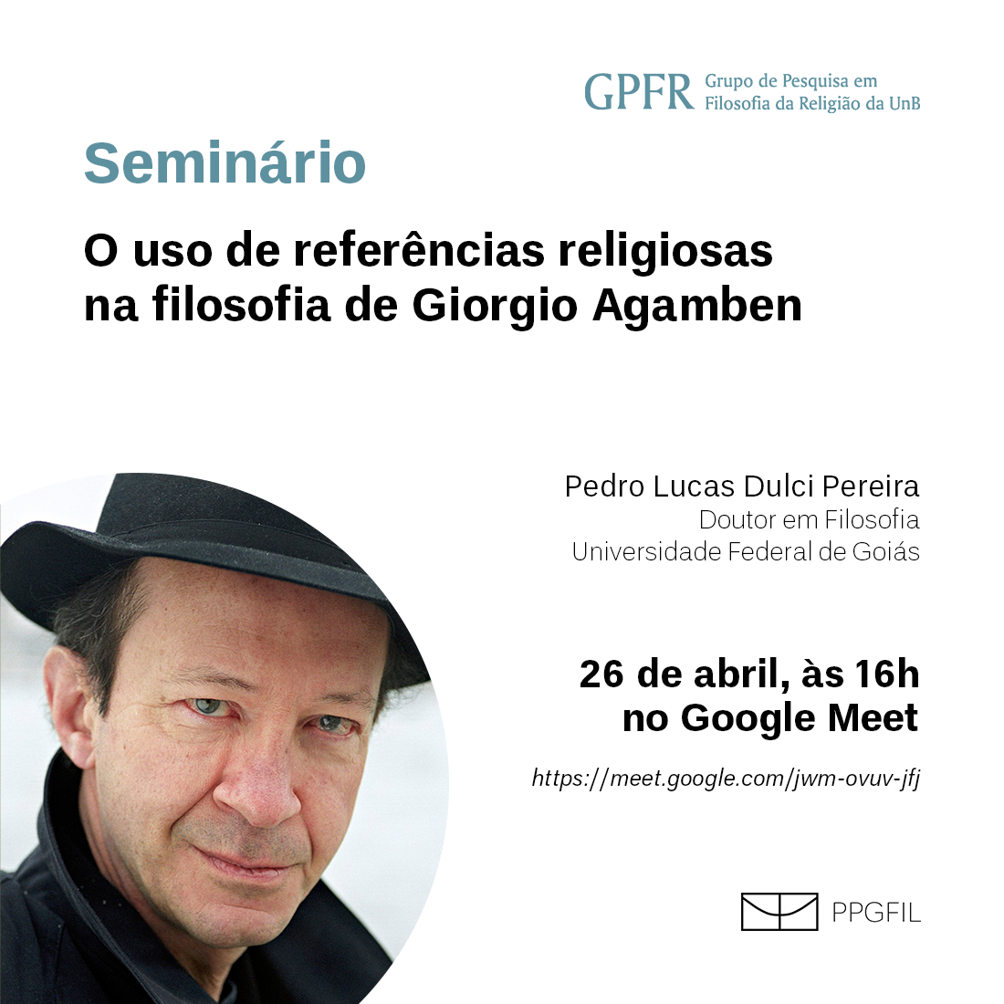 SEMINÁRIO - O uso de referências religiosas na filosofia de Giorgio Agamben 